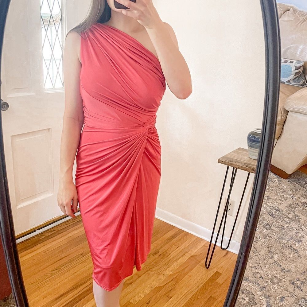 Tadashi Shoji Ruched Side Knot Cocktail Dress S